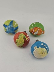 4 Sea Life Ocean Door Knob Cabinet Drawer Pulls Seahorse Starfish Blowfish Clown