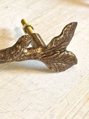 1 Antique Gold Bird On Branch Metal Drawer Pull Cottage Nature Metallic Handle