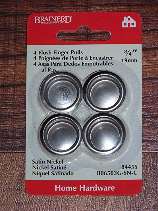 (5 Pack) (4-Pack) 3/4 inch Flush Finger Pull Satin Nickel