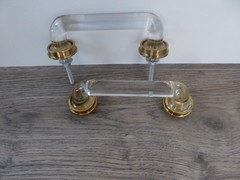 Metallic Gold Metal & Glass Handle Drawer Pull Sleek Modern Elegant Simple Pull