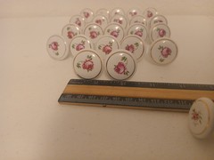 Vintage Rose White Gold Trim Porcelain Cabinet Knob Lot Of 30 W Screws 2 Sizes