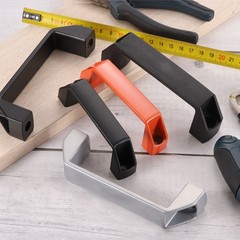 10 Pack Rectangular Plastic Pull Handle, 115mm Hole Center Cabinets Pull, Black
