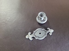 Knob And Backplate Set Antique Pewter Finish 1.25 In Diameter Knob