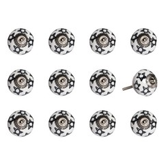 1.5 X 1.5 X 1.5 White Black And Silver Knobs 12 Pack