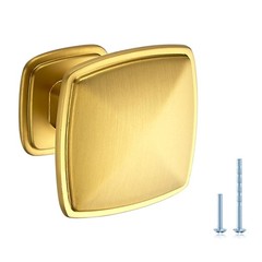 10 Pack Brushed Brass Square Cabinet Knob Kitchen 1 Hole Black Drawer Hardware