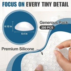 200 Pack Clear Rubber Cabinet Bumpers Self Adhesive Noise Dampening