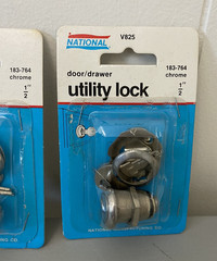 National 3 NEW Hardware Chrome 1/2″ Door Drawer Utility Lock Key 183-764 V825