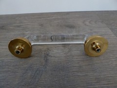 Metallic Gold Metal & Glass Handle Drawer Pull Sleek Modern Elegant Simple Pull