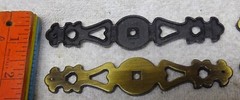 ** LOT of SIX (6) – Antique BRASS FINISH – Fancy BACK PLATES for DRAWER PULLS