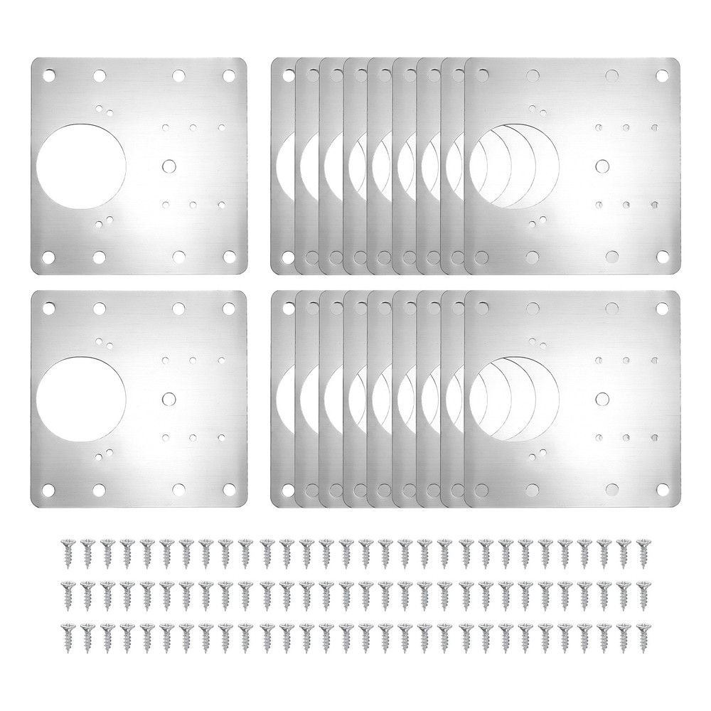 20Pcs Cabinet Hinge Repair Plate 90x90mm with Screws