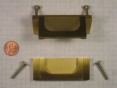 DRAWER ‘DROP’ PULL, ZINC DIE-CAST, SATIN BRASS-PLATED, 72mm WIDTH, 28mm HEIGHT