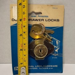 Vintage National Lock Hardware V8703-3 Brass Door Drawer Lock 2 Keys Made in USA
