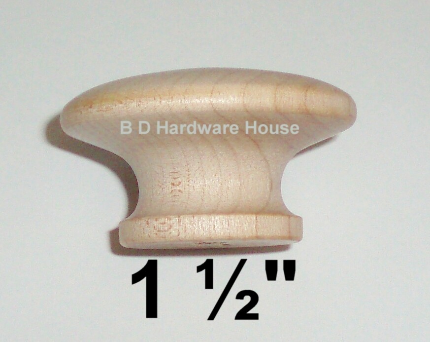 1 1/2″- Birch Wood Cabinet Knob Pulls / Drawer Knobs with screw