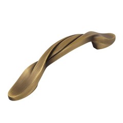 10 Pack 9009bab Brushed Antique Brass Twist Cabinet Hardware Handle Pull 3″ Inch