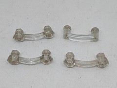 4 Antique Glass Cabinet Pulls Drawer Handle Knob Furniture Original Vintage Set