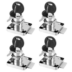 Kitmose 4 Pack Cabinet Drawer Locks with Keys, Keyed Alike One Size, Silver