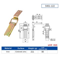 Iron-Coated Zinc Heavy-Duty Buckle Toolbox Latch Box Securing Clip Hardware