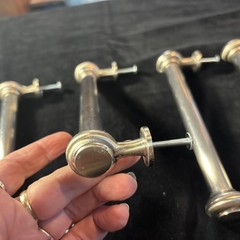 Vintage Chrome Cabinet Door Handles Drawer Pulls 7” Lot Of 6
