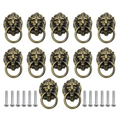 12 Pack Cabinet Knobs Pulls Lion Head Ring Pulls Handle for Drawer Dresser Wardr