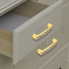 2Pcs, Crystal Drawer Handles 5″ Hole Center 6″ Length Pull with Screw Gold