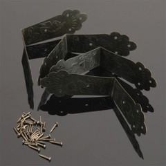 4pcs Decorative Corner Protector Wooden Jewelry Box Corner Guard Cover+32x Nails