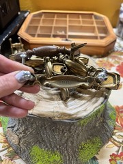 Vintage Brass Granny-Chic Drawer Pull 4.5” Cabinet Hardware Set of 12 READ