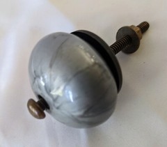 Silver Gray Round Knobs Pulls Iridescent Swirl Vintage Inspired Metal Center 3