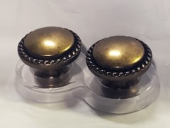 [5X] 2-Pk Hawthorne Place Beaded Ring Cabinet Knob Antique Brass Finish [G3]