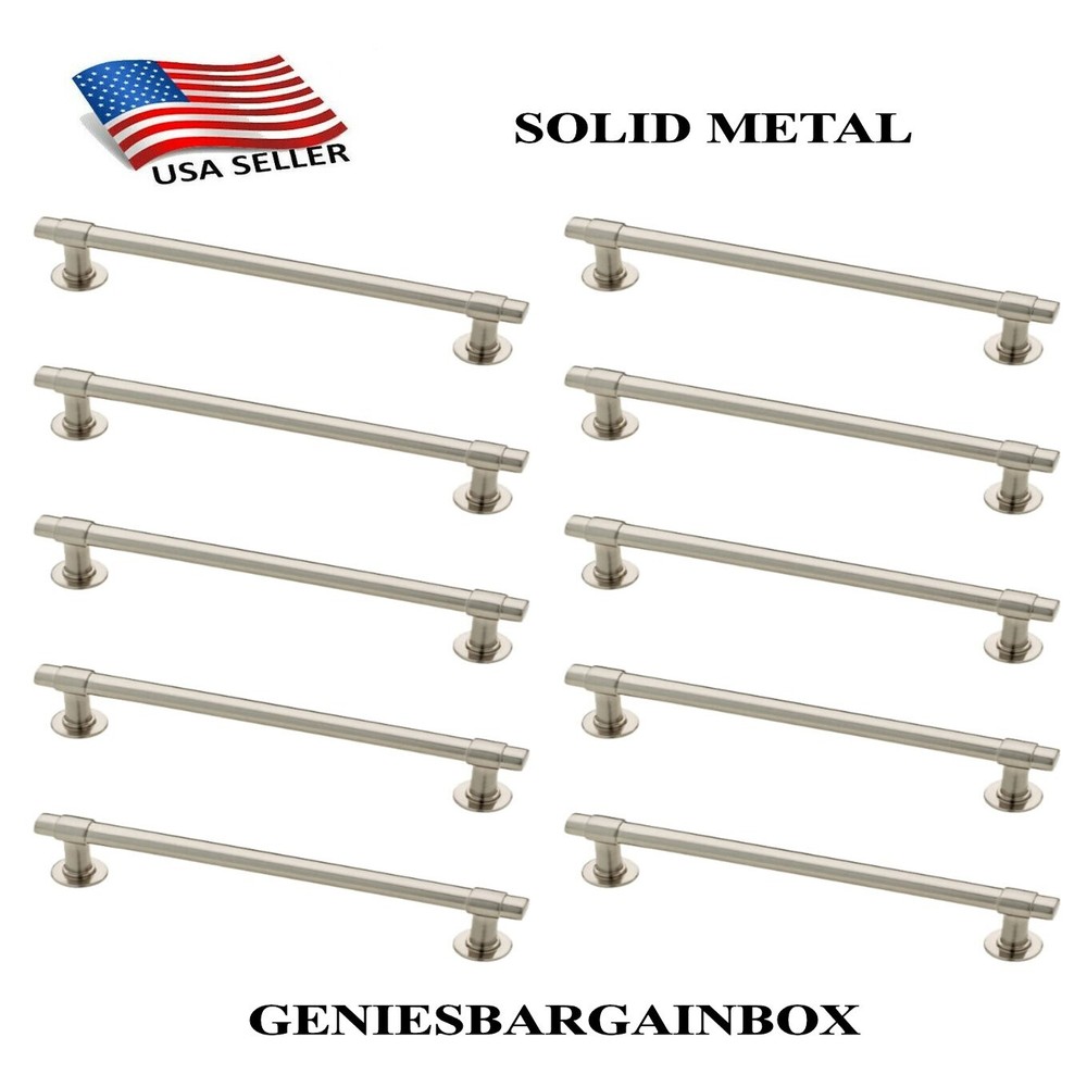10pcs 6″ Drawer Pull Handle, 5″ Center to Center Satin Nickel Finish Solid Metal