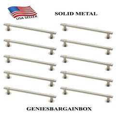 10pcs 6″ Drawer Pull Handle, 5″ Center to Center Satin Nickel Finish Solid Metal