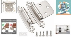 5 Pairs Brushed Nickel Kitchen Cabinet Hinges, Self-Closing, 1/2″ Overlay