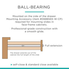 22 In. Self-Closing Bottom Mount Drawer Slide Set 1-Pair (2 Pieces)