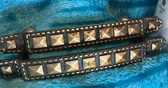 2 Mid Century 2 Tone Brass Copper Desert Southwest Hobnail Pull Handles