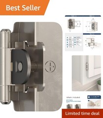 Sterling Nickel 1/2 Inch Overlay Double Demountable Cabinet Hinges