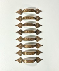 8 Mid Century Vintage Colonial Hammered Copper Plated Cabinet Door Pull Handles
