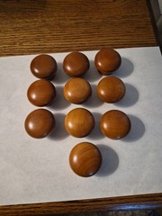 Cabinet Drawer Pull Knobs 10 Hard Wood Threaded Metal Insets, No Screws