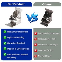 2 Pack Folding Brakcets, 0°-90°-180° Self-Lock Hinge with Screws, Heavy Duty …