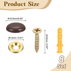 8Pcs 16.8mm Decorative Caps Cover Nails Zinc Alloy Screw Covers Caps Brown