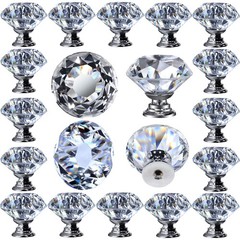 DEELF OUTLET 12 Packs Crystal Cabinet Knobs Drawer 30 mm-12 Pcs, Clear B