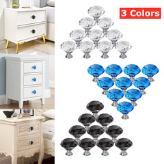 10 Pack Glass Diamond Crystal Dresser Knobs Drawer Cabinet Pull Handle 30mm