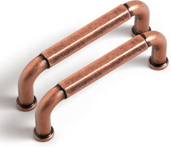 Goo-Ki 6 Pack 3 Inch （76mm） Hole Center Cabinet Pulls Antique Copper Zinc Alloy