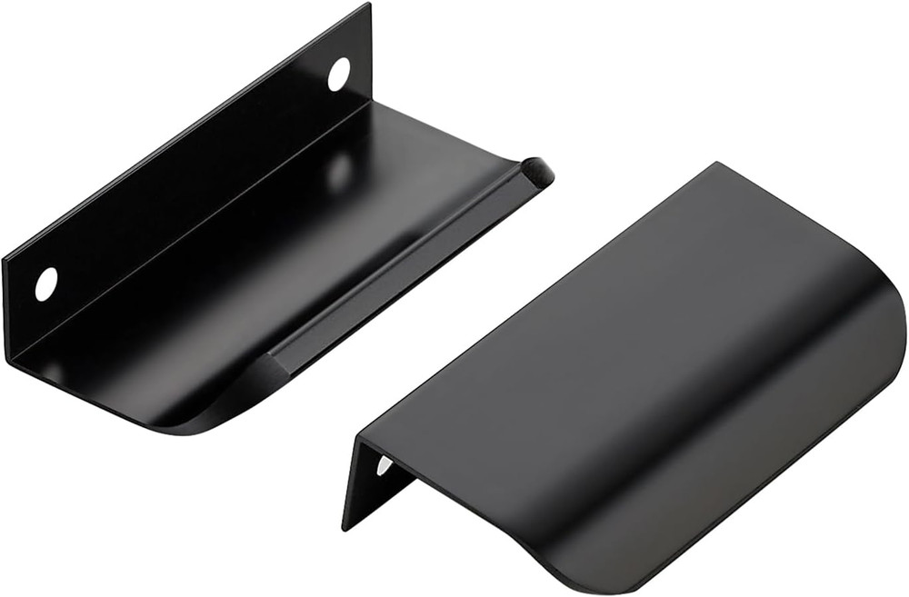 10 Pack Black Cabinet Handles, 3.15 Inch (80Mm) Finger Edge Pulls, 2-1/2 Inch Ho