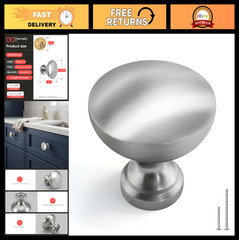 30 Pack Brushed Nickel Cabinet Knobs 1-3/16″ Solid Zinc Alloy Modern Silver Pull