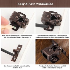 20 Pcs Cabinet Door Latch and Catch Hardware Double Brown Antique Copper