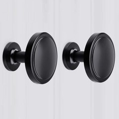 2 Pack Black Cabinet Knobs 11/4 Inch Round Cabinet Knobs Modern Cabinet Hardware
