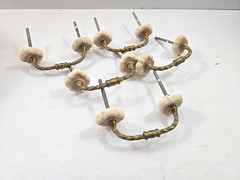Lot/5 Vtg Drawer Pulls Porcelain Tile Gold Tone Twisted Metal Handles w/Screws
