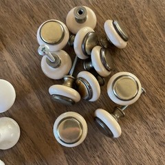 Lot Of 30 Vintage Amerock NOS White Gold Almond Drawer Cabinet Round Knob Pull