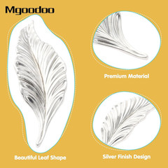 2 Pairs Silver Long Leaf Shape Drawer Knobs, 4.13″ Pull Knob Handle for Kitchen