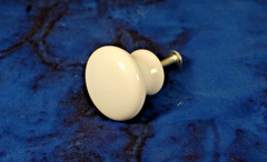 H2 – Lot of 56 Vintage White Porcelain Drawer Pulls, Knobs, 1 1/4 inches