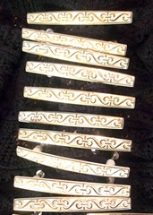 Vintage MCM Amerock Renaissance Galleon Brass White Cabinet Handle Hinge LOT 106